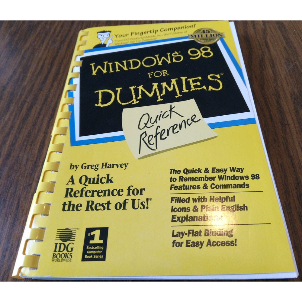 Windows 98 For Dummies Quick Reference By Greg Harvey (1998 IDG Books)